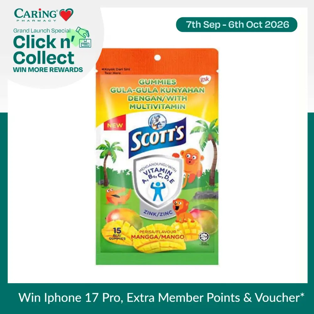 SCOTT'S Multivitamin Gummies in Mango Flavor with Zinc for Kids Health and Wellness