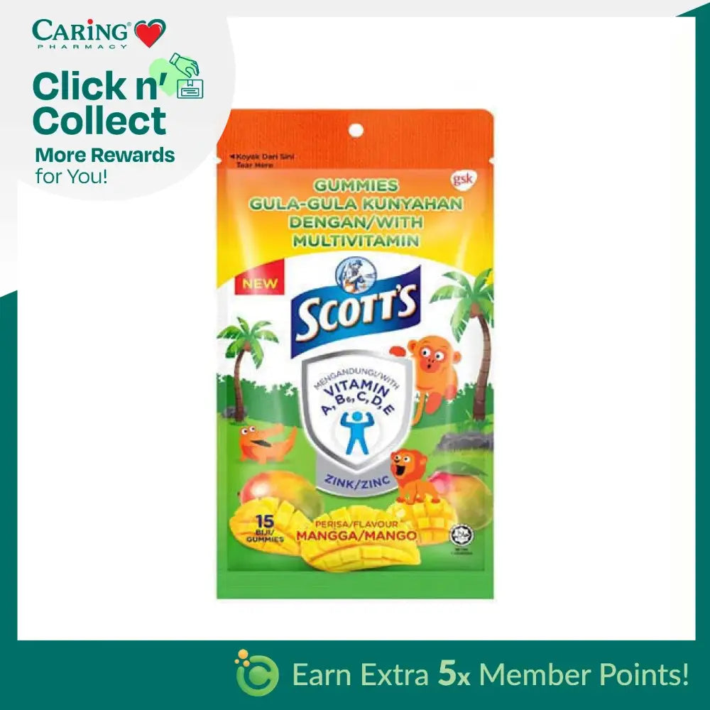 SCOTT'S Multivitamin Gummies in Mango Flavor with Zinc for Kids Health and Wellness