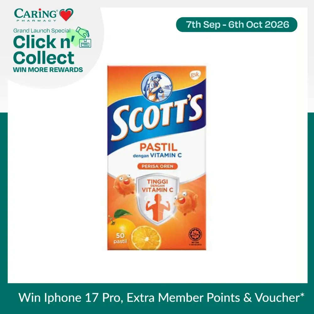 Scott's Vitamin C Orange Pastilles in Orange Packaging with 50 Delicious Citrus Flavored Sweets