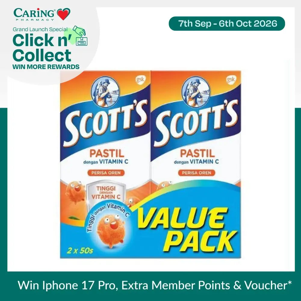 Scott's Vitamin C orange pastilles in value pack with two 50-count boxes for immune support