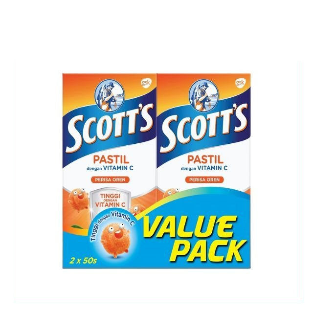 Scott's Vitamin C orange pastilles in value pack with two 50-count boxes for immune support