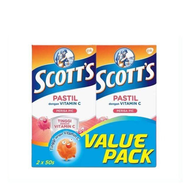 Scott's Vitamin C pastilles peach value pack with two 50-count boxes for vitamin support and tasty flavor