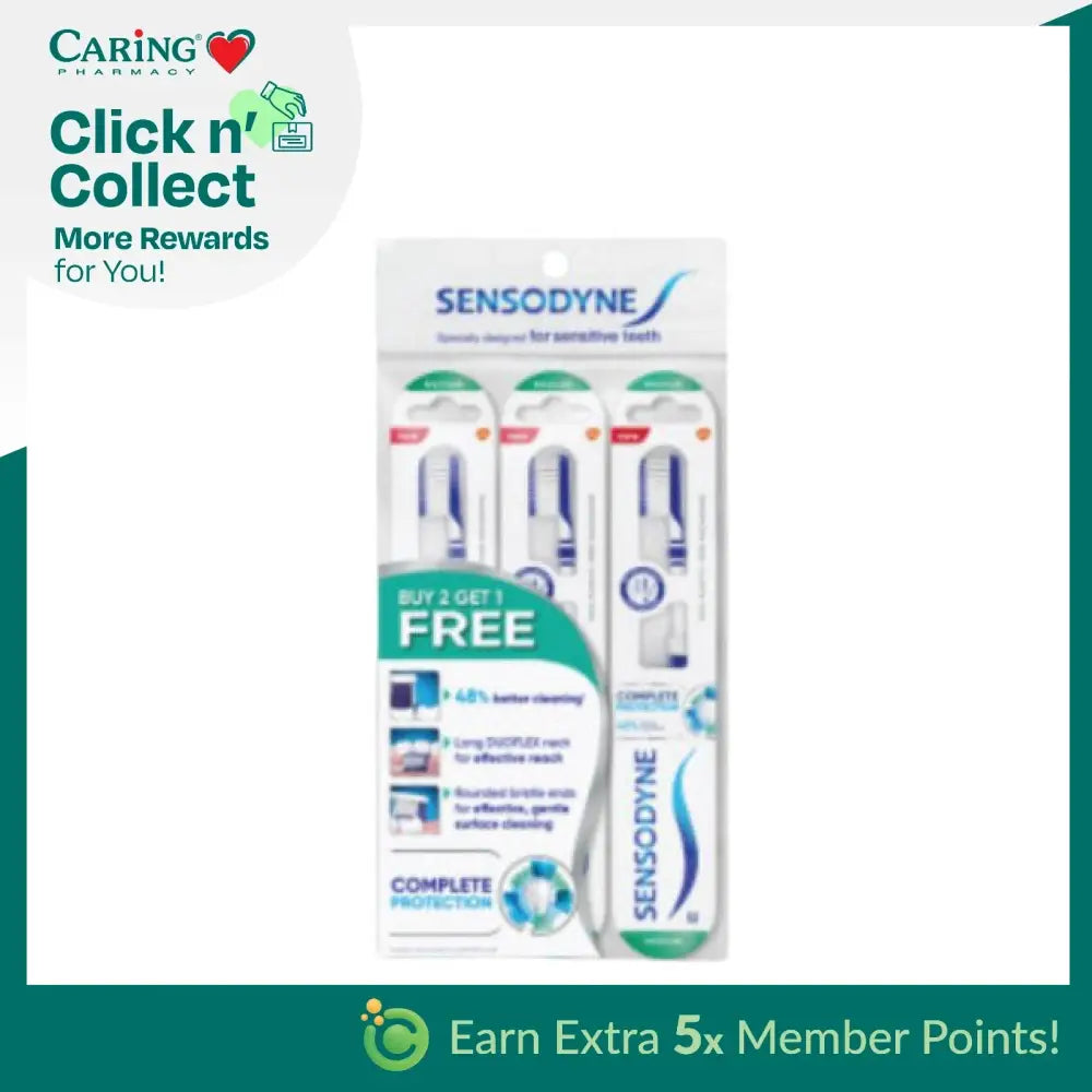 Sensodyne complete protect toothbrush soft pack of three with better cleaning for sensitive teeth