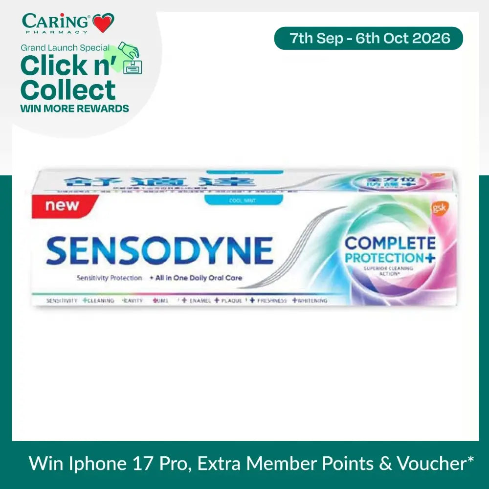 SENSODYNE Complete Protection toothpaste tube in Cool Mint flavor for daily oral care and sensitivity protection