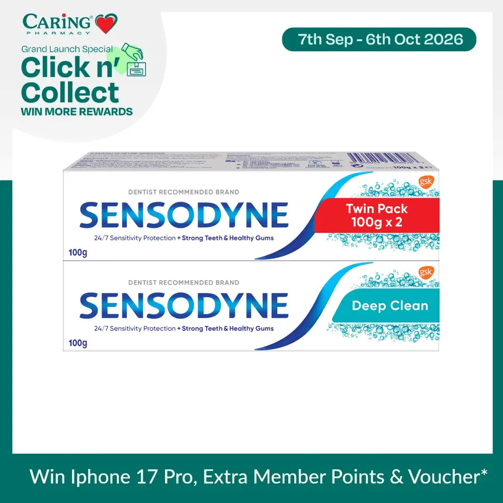 Sensodyne Deep Clean toothpaste twin pack featuring two 100g tubes for effective sensitivity protection