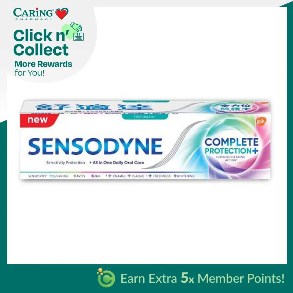 Sensodyne Extra Fresh Complete Protection toothpaste for sensitivity relief and all-in-one oral care