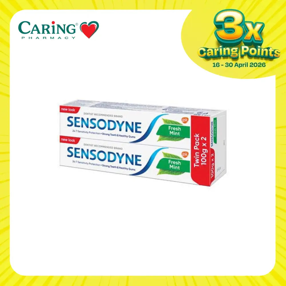 Sensodyne Fresh Mint toothpaste twin pack for sensitive teeth with strong enamel protection