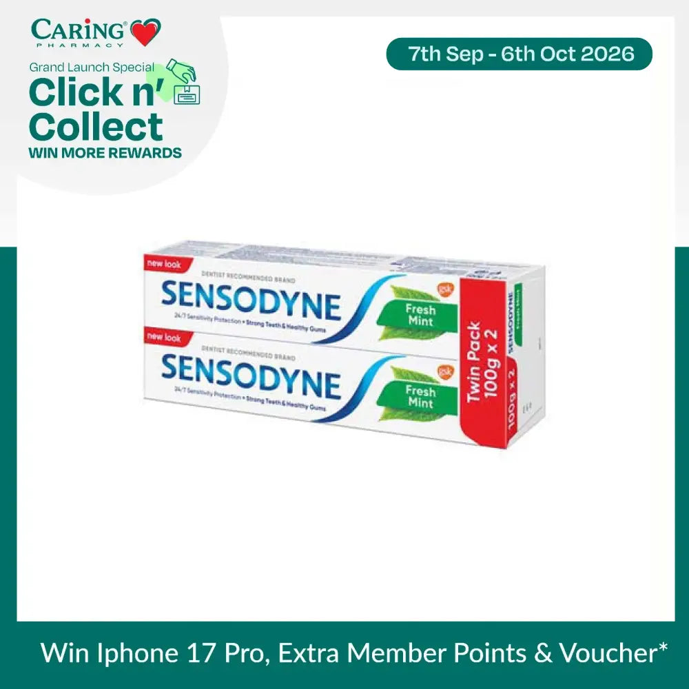 Sensodyne Fresh Mint toothpaste twin pack for sensitive teeth with strong enamel protection