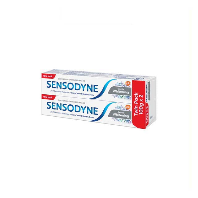 Sensodyne Gentle Whitening toothpaste twin pack designed for sensitive teeth and effective whitening