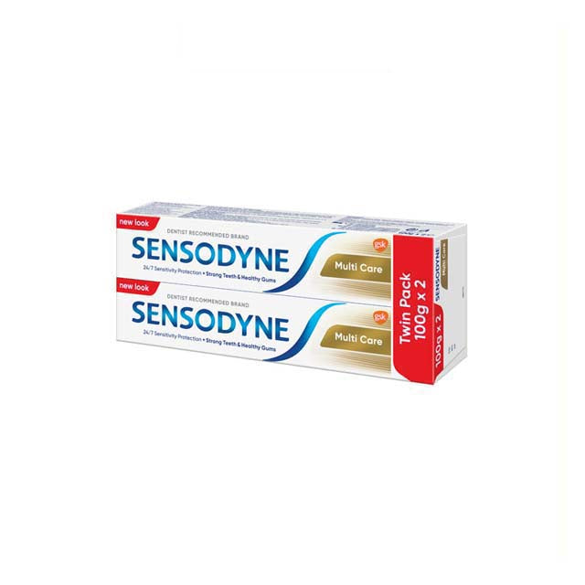 Sensodyne Multicare Toothpaste twin pack with two 100g tubes for sensitive teeth protection