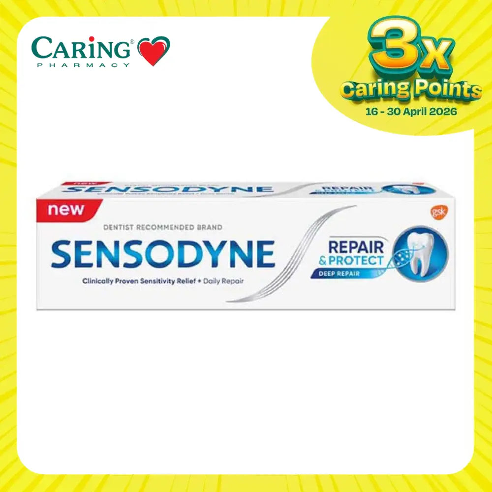 Sensodyne Repair and Protect toothpaste tube for effective sensitivity relief and daily dental care