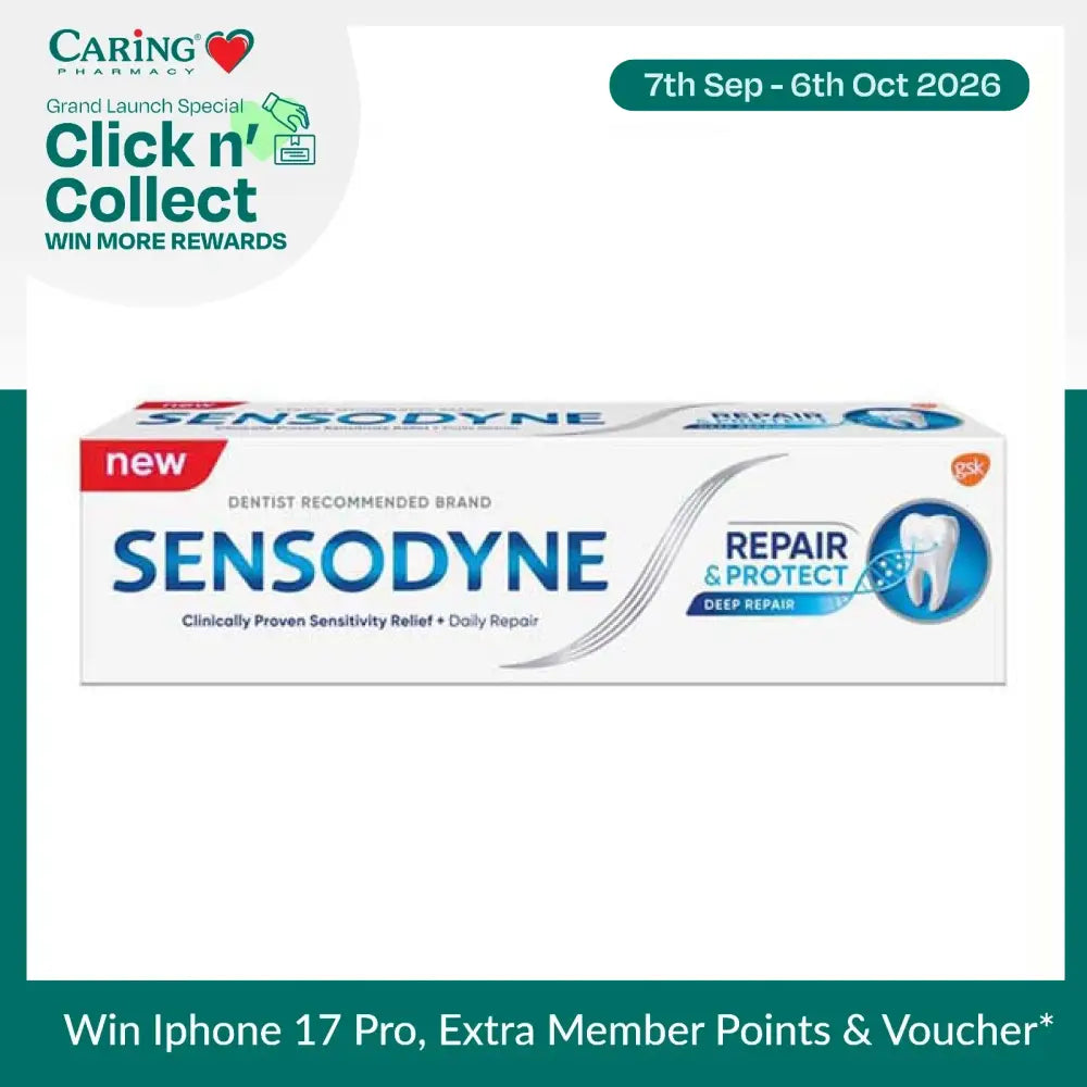 Sensodyne Repair and Protect toothpaste tube for effective sensitivity relief and daily dental care