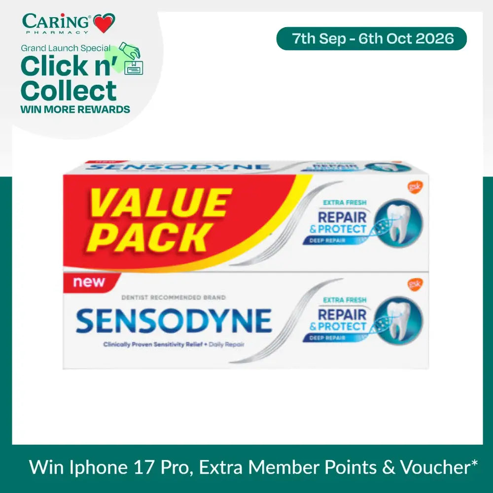 Sensodyne Repair and Protect Extra Fresh twin pack for sensitivity relief and daily repair
