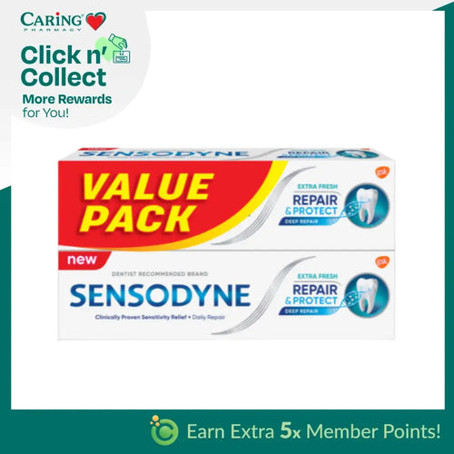 Sensodyne Repair and Protect Extra Fresh twin pack for sensitivity relief and daily repair