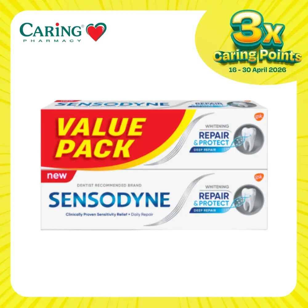 Sensodyne Repair and Protect Whitening toothpaste value pack for daily sensitivity relief and deep repair