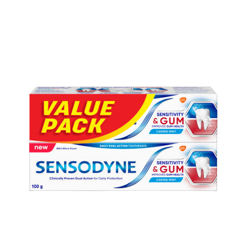 Sensodyne Sensitive and Gum Toothpaste value pack for daily care and improved gum health in a 100g tube