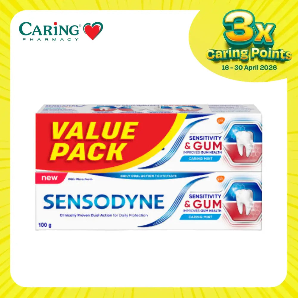 Sensodyne Sensitive and Gum Toothpaste value pack for daily care and improved gum health in a 100g tube