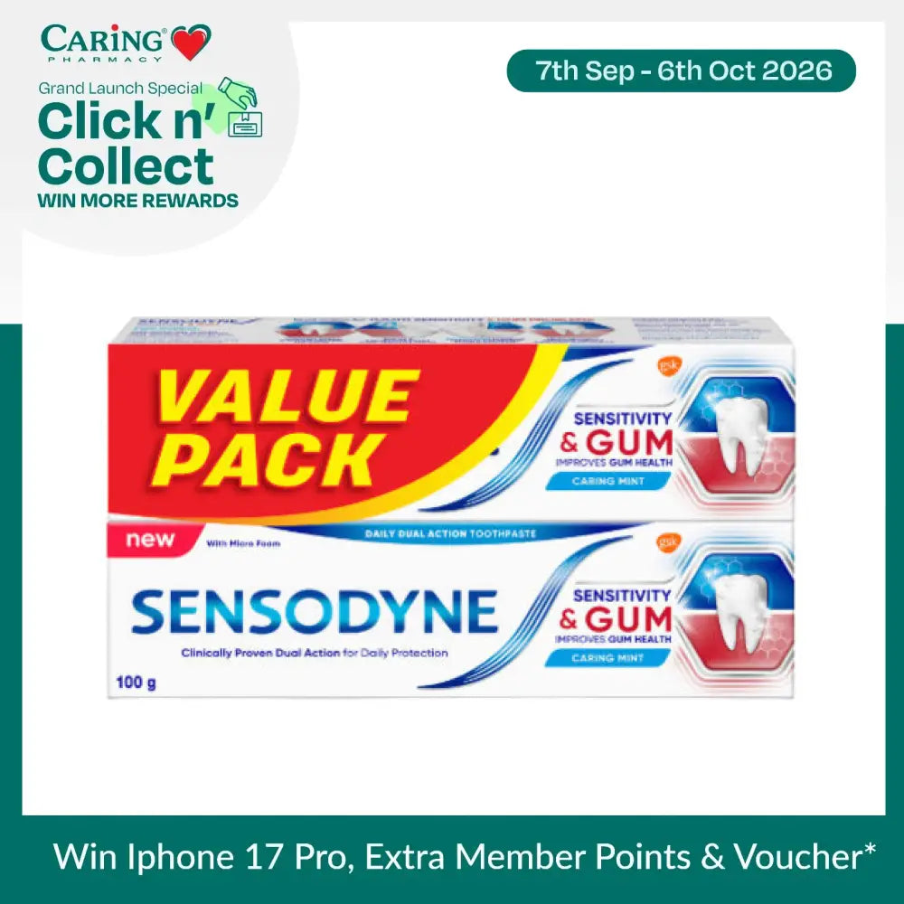 Sensodyne Sensitive and Gum Toothpaste value pack for daily care and improved gum health in a 100g tube