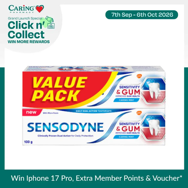 Sensodyne Sensitive and Gum Toothpaste value pack for daily care and improved gum health in a 100g tube