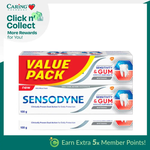 Sensodyne sensitive gum whitening toothpaste value pack for daily protection and improved gum health