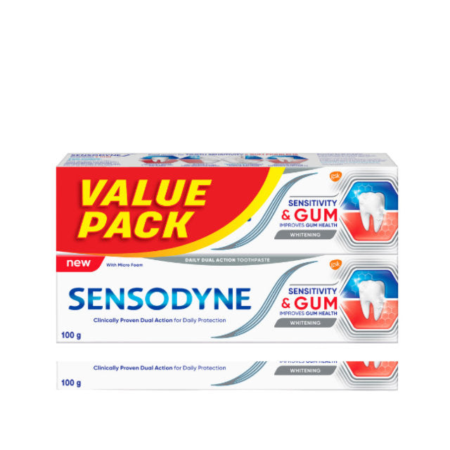 Sensodyne sensitive gum whitening toothpaste value pack for daily protection and improved gum health