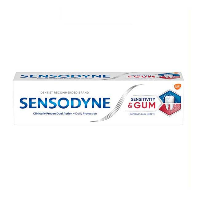 Sensodyne Sensitivity and Gum Toothpaste in a 3.4 oz tube for sensitive teeth and gum health