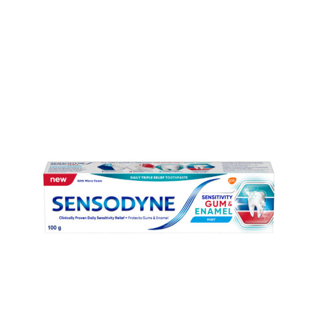 Sensodyne sensitivity gum and enamel toothpaste in a 100g tube for daily relief and gum protection