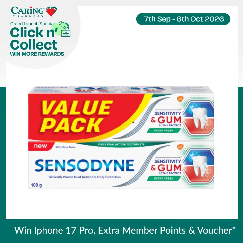 SENSODYNE SENSITIVITY + GUM EXTRA FRESH TOOTHPASTE 100G 2S