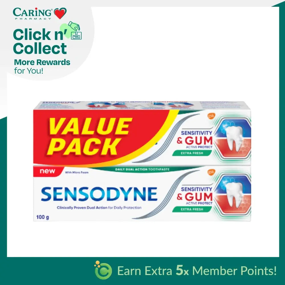 SENSODYNE SENSITIVITY + GUM EXTRA FRESH TOOTHPASTE 100G 2S