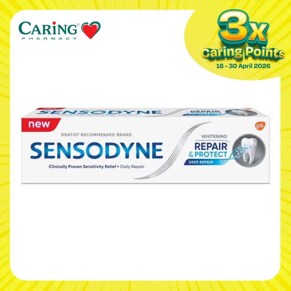 Sensodyne Repair and Protect toothpaste for sensitive teeth with deep repair and whitening benefits