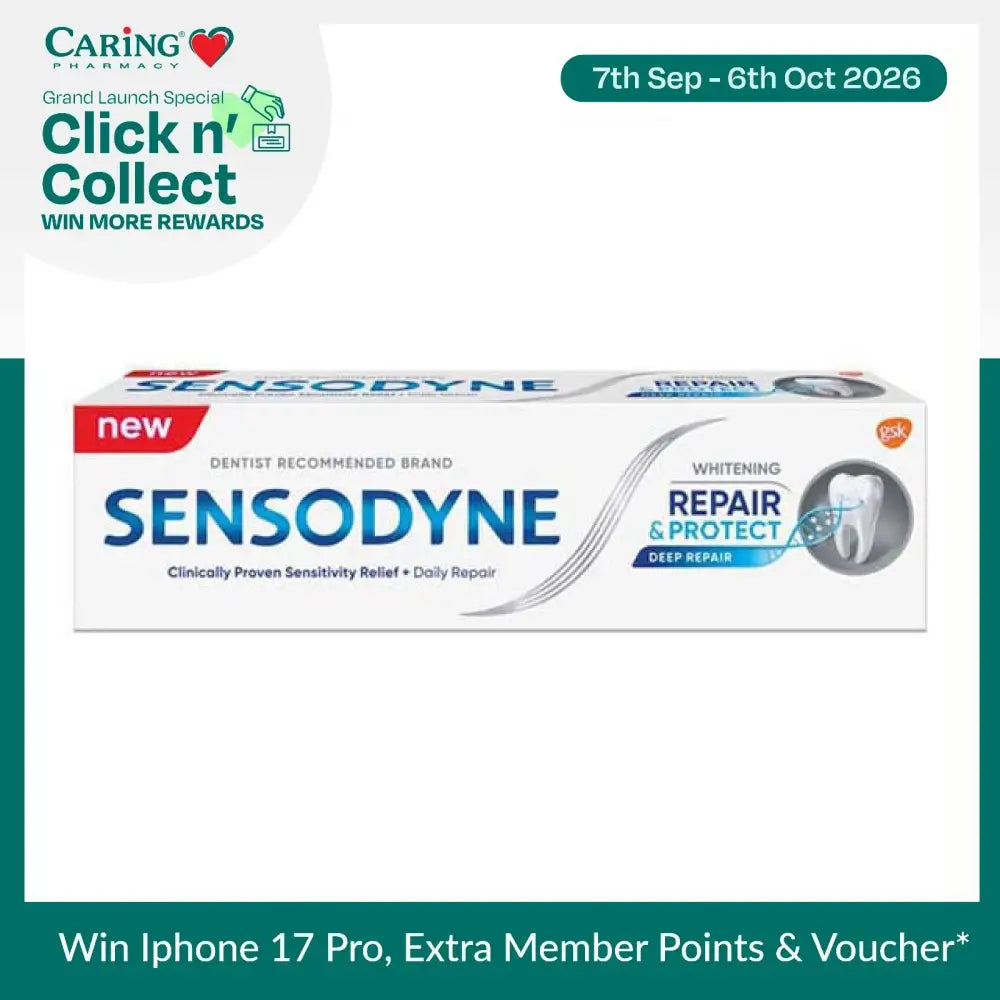 Sensodyne Repair and Protect toothpaste for sensitive teeth with deep repair and whitening benefits