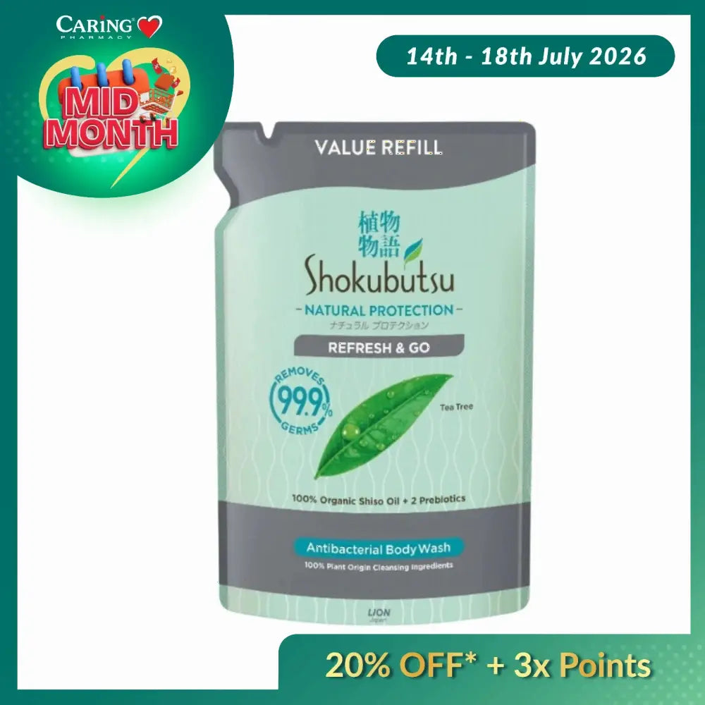 SHOKUBUTSU ANTIBACTERIAL BODY WASH REFRESH & GO REFILL 800G