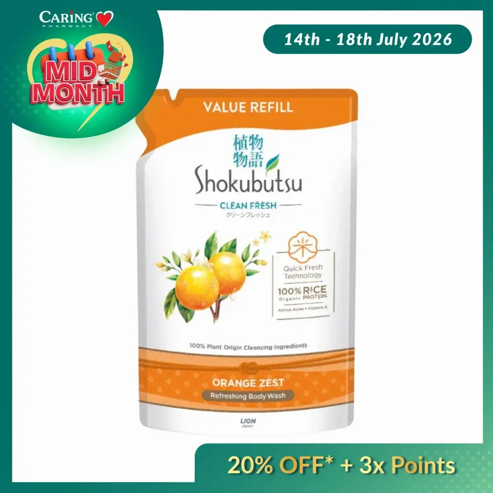 SHOKUBUTSU BODY WASH CLEAN FRESH ORANGE ZEST REFILL 800G
