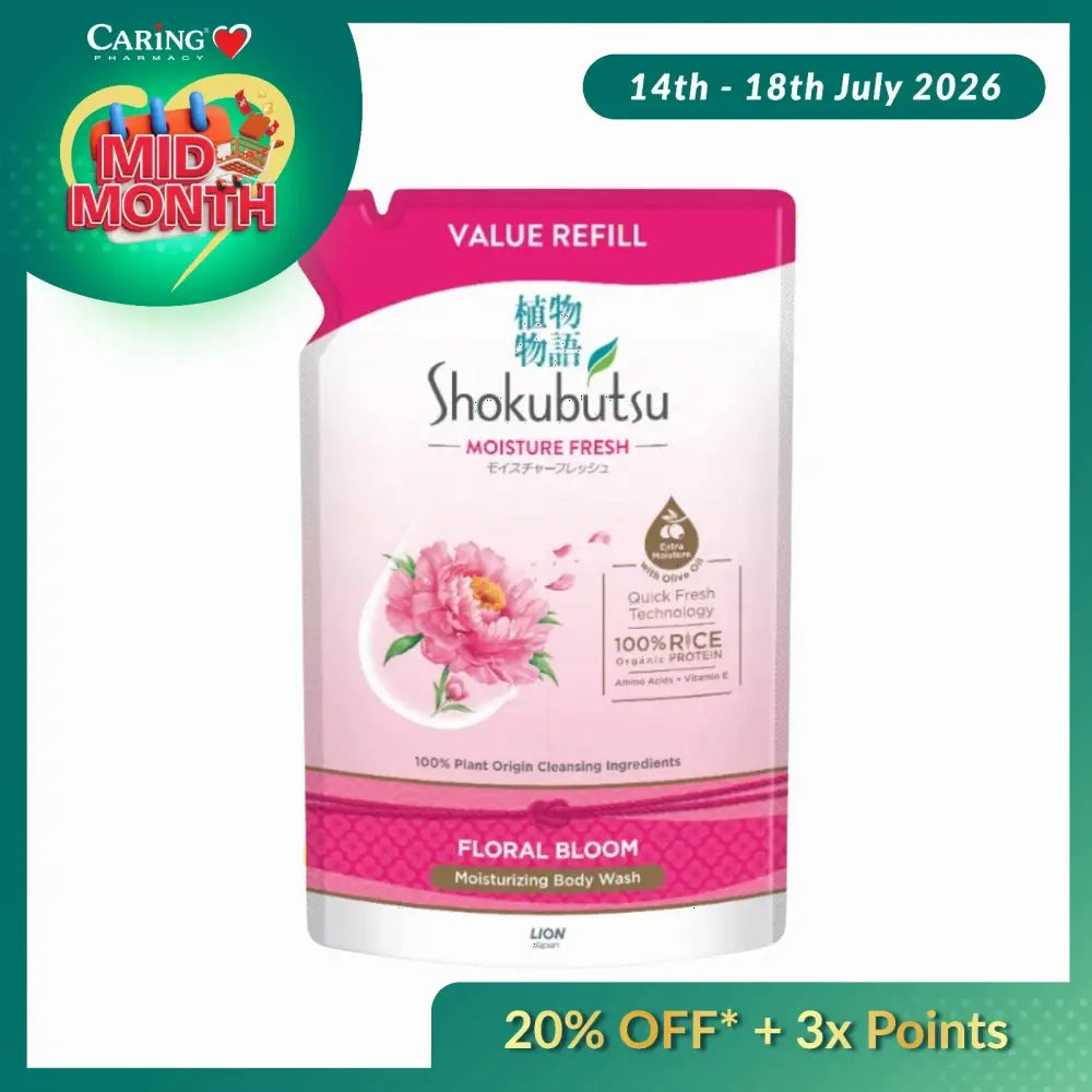 SHOKUBUTSU BODY WASH MOISTURE FRESH FLORAL BLOOM REFILL 800G