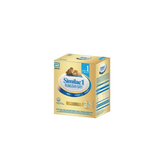 Similac 1 infant formula 1.8kg packaging with nutritional information and baby care details