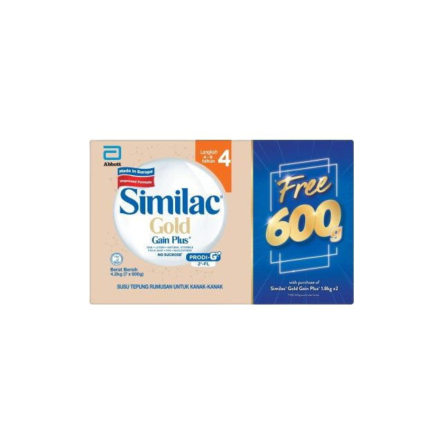 Similac Gain Plus Gold Step 4 1.8kg package with free 600g offer for children nutrition