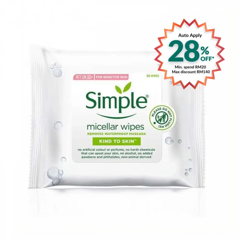 SIMPLE KIND TO SKIN MICELLAR CLEANSING WIPES 25S