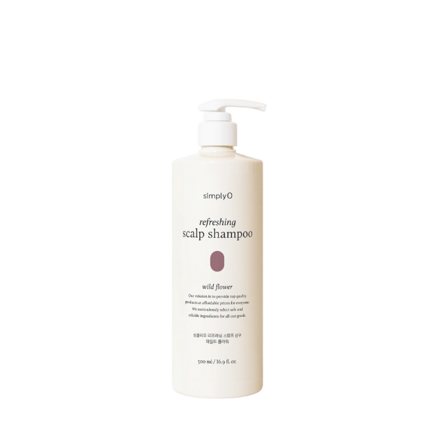 SIMPLY O refreshing scalp shampoo wild flower in a 500ml bottle with a pump dispenser