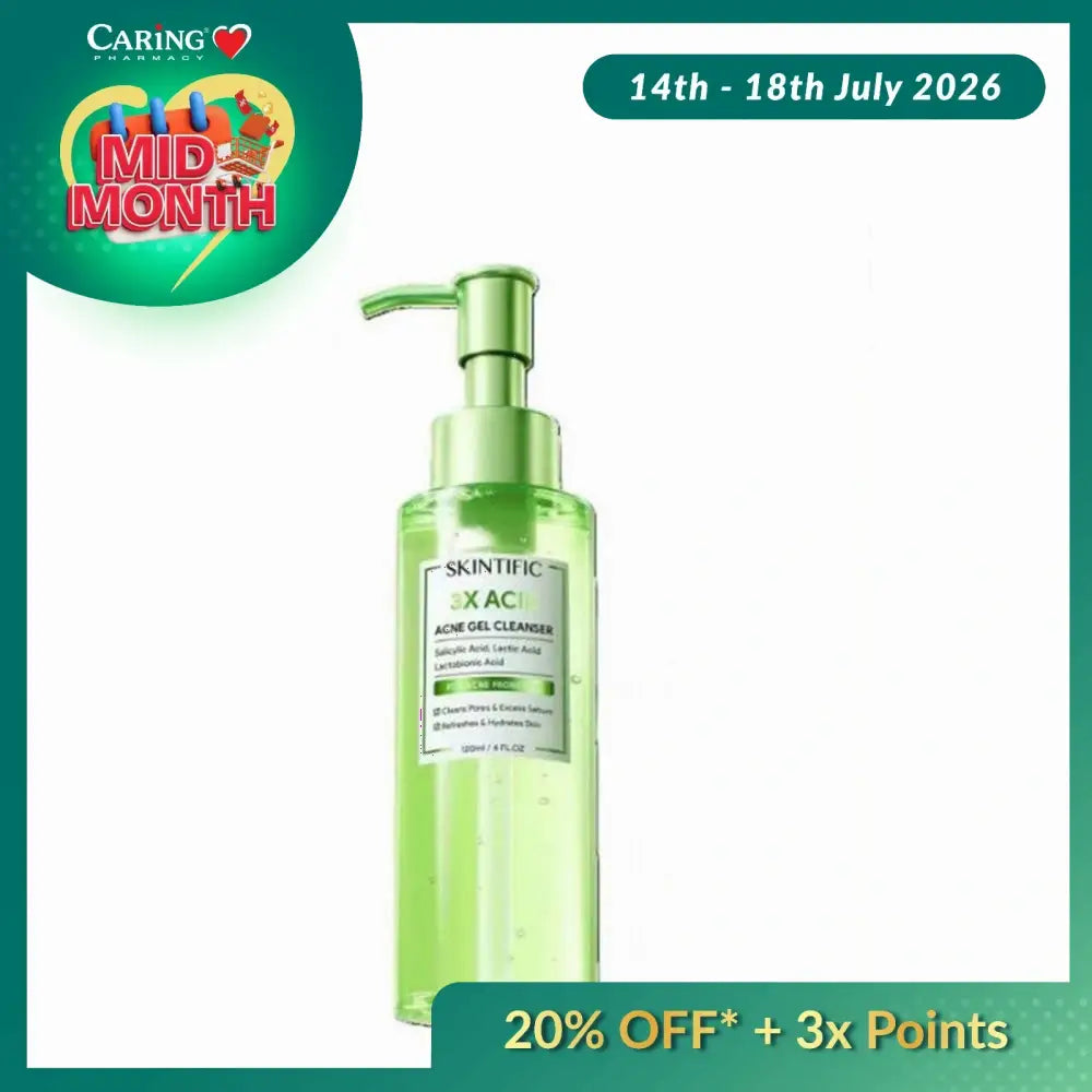 SKINTIFIC 3X ACID ACNE GEL CLEANSER 120ML