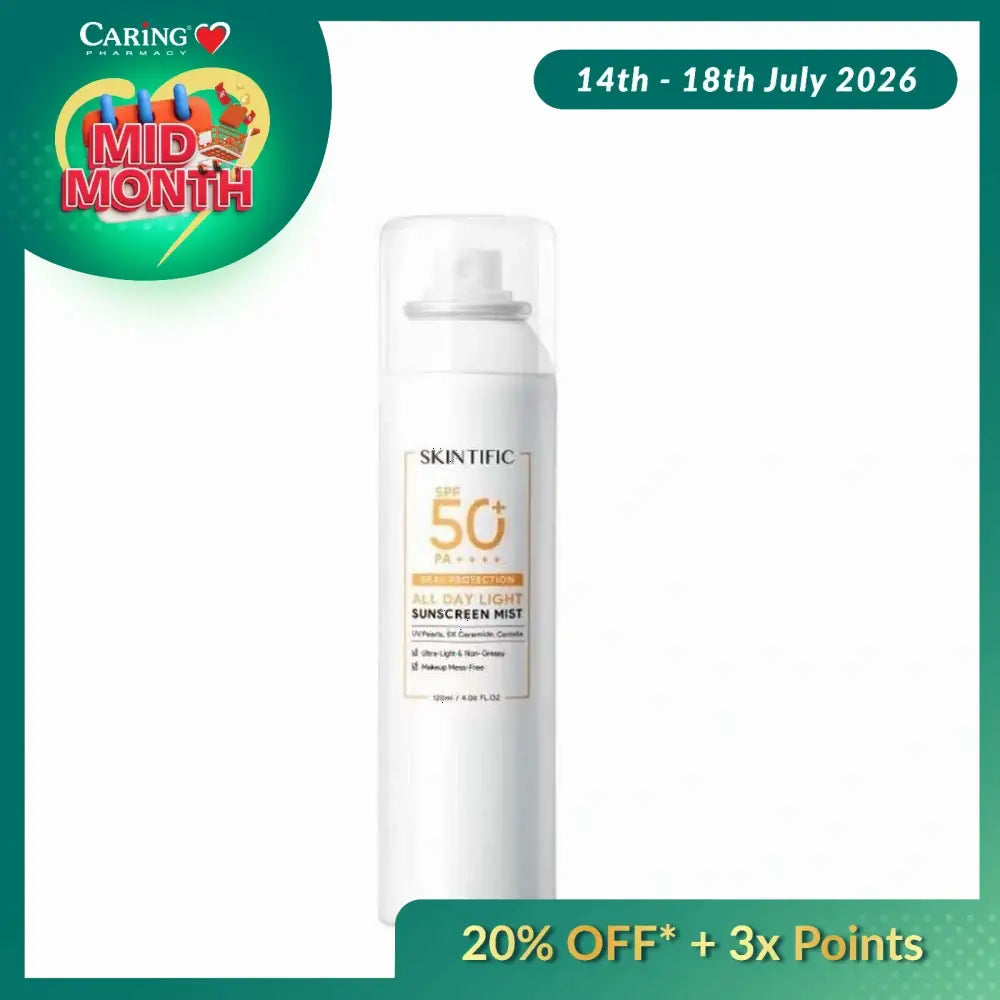 SKINTIFIC ALL DAY LIGHT SUNSCREEN MIST SPF50+ 120ML