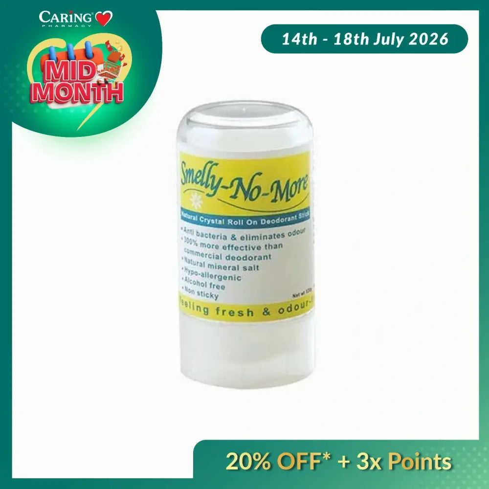 SMELLY NO MORE NATURAL CRYSTAL ROLL ON DEODORANT STICK 120G