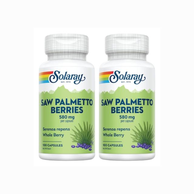 SOLARAY Saw Palmetto supplement Malaysia in a pack of two bottles with 100 capsules each
