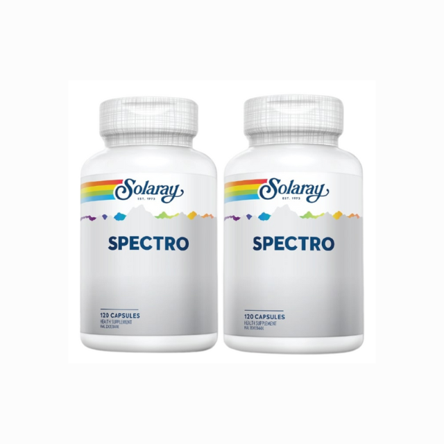 Solaray Spectro multivitamin 120 capsules in two white bottles for daily nutritional support