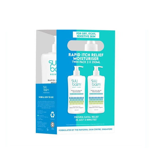 SUU BALM Rapid Itch Relief Body Moisturizer Twin Pack of 2 x 350ml for sensitive skin care