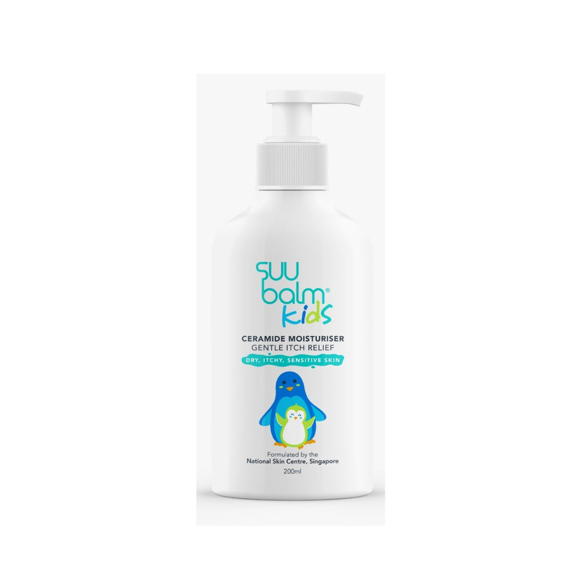 Suu Balm kids itch relief moisturizer in a pump bottle for gentle skin care for children
