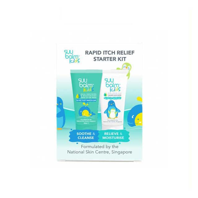 Suu Balm Kids itch relief starter kit featuring soothing and moisturizing products for kids