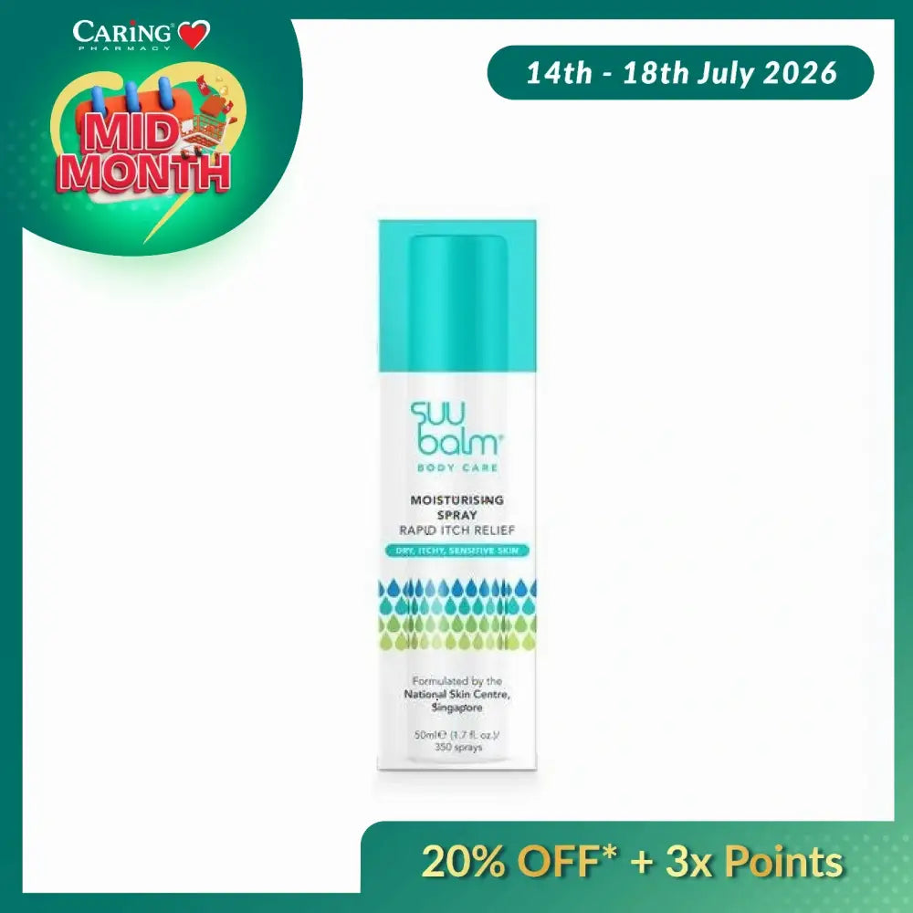 SUU BALM Rapid Itch Relief Moisturizing Spray for effective hydration and soothing relief from skin irritation