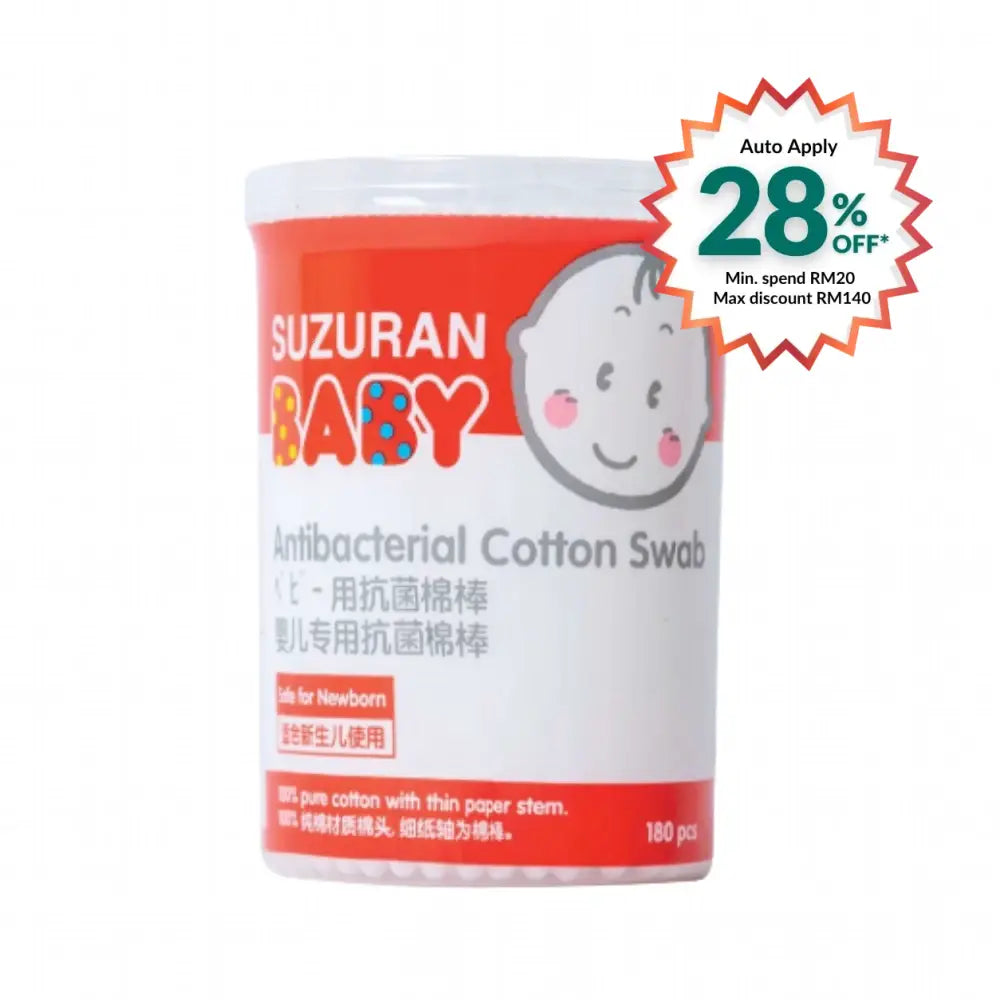 SUZURAN BABY ANTIBACTERIAL COTTON SWAB 180 PCS