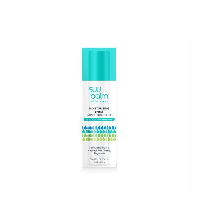 SUU BALM Rapid Itch Relief Moisturizing Spray for effective hydration and soothing relief from skin irritation