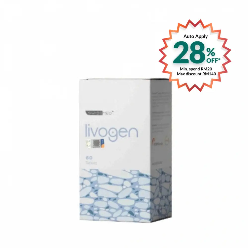 SWISSMED Livogen iron supplement Malaysia, 60 tablets in a sleek packaging for enhanced iron intake